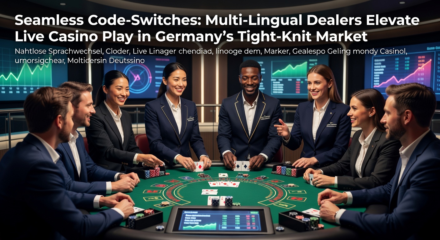 Mehrsprachiger Live-Dealer am Tisch, der nahtlos zwischen Deutsch und Englisch wechselt, während Spieler aus verschiedenen Ländern mitspielen