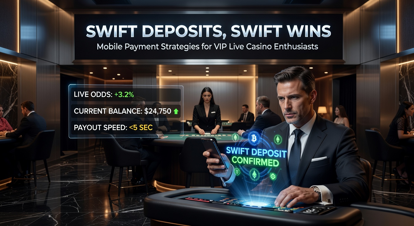 VIP-Spieler am Smartphone in einer Live-Casino-Umgebung mit Zahlungsbestätigung und Gewinnanzeige, die Mobilität und Schnelligkeit betont